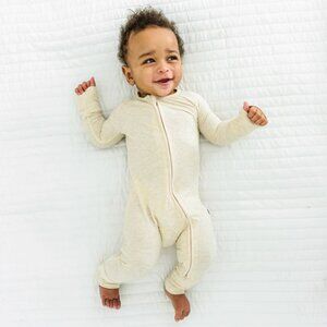 Little Sleepies 3-6m oatmeal ribbed zippie
